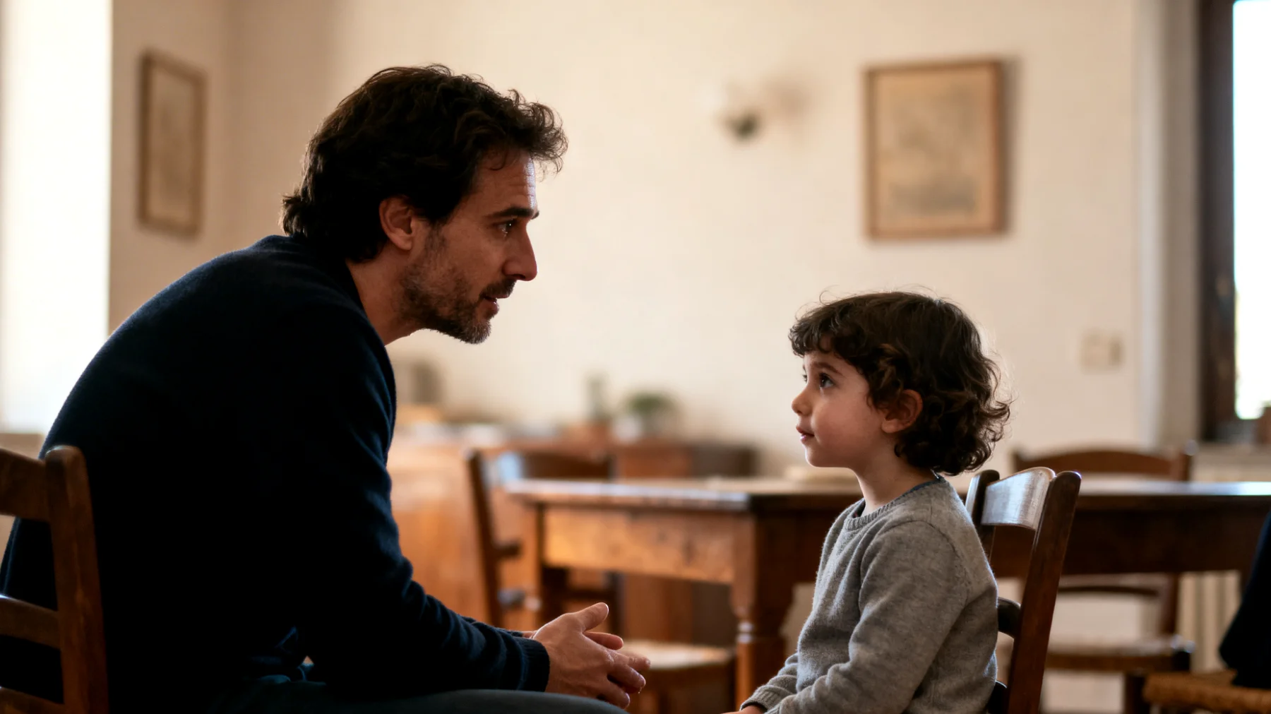 I genitori faticano a creare momenti di dialogo emotivo autentico con i loro bambini, limitandosi spesso agli aspetti pratici della quotidianità (compiti, pasti, igiene) senza esplorare il mondo interiore dei figli, le loro paure, gioie e bisogni affettivi"